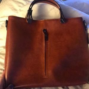 Brown leather hobo